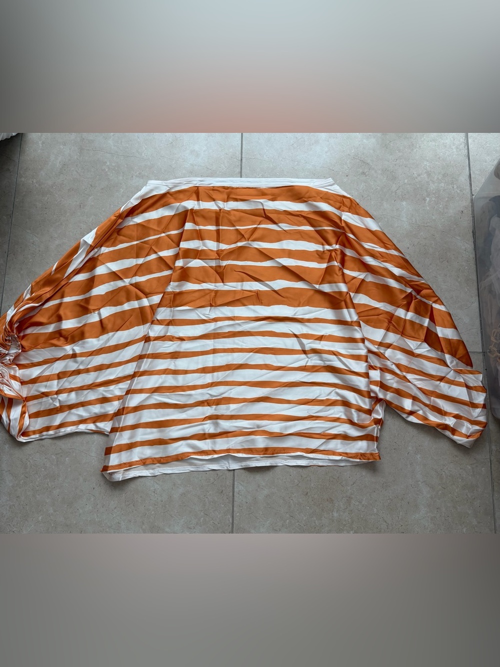 Women’s Orange and White Striped Long-Sleeve Shirt